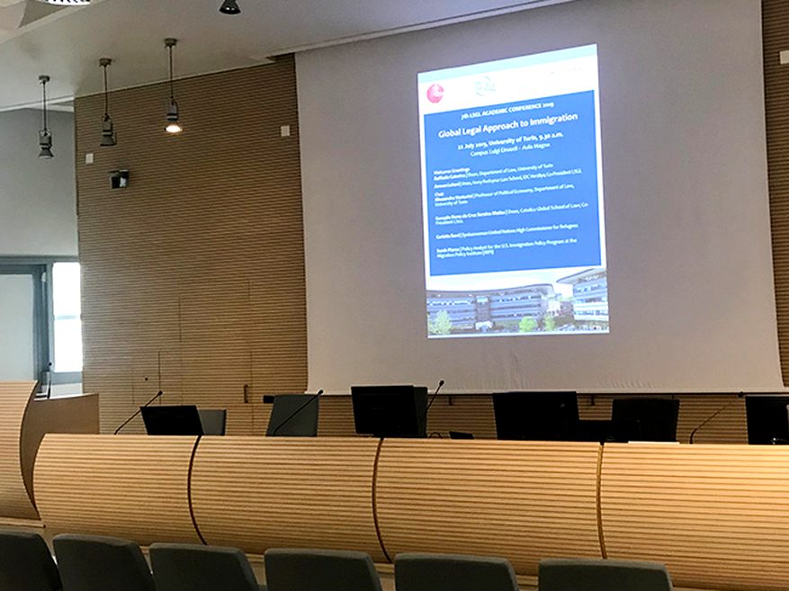 L’aula con la videoproiezione in funzione