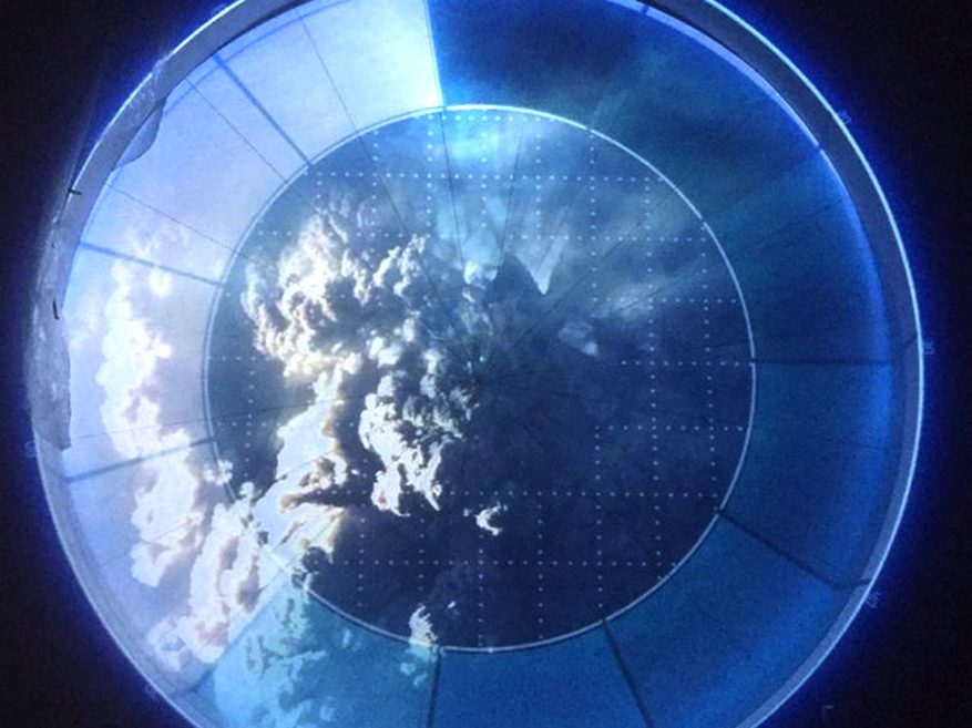 Il porthole con la proiezione delle nuvole